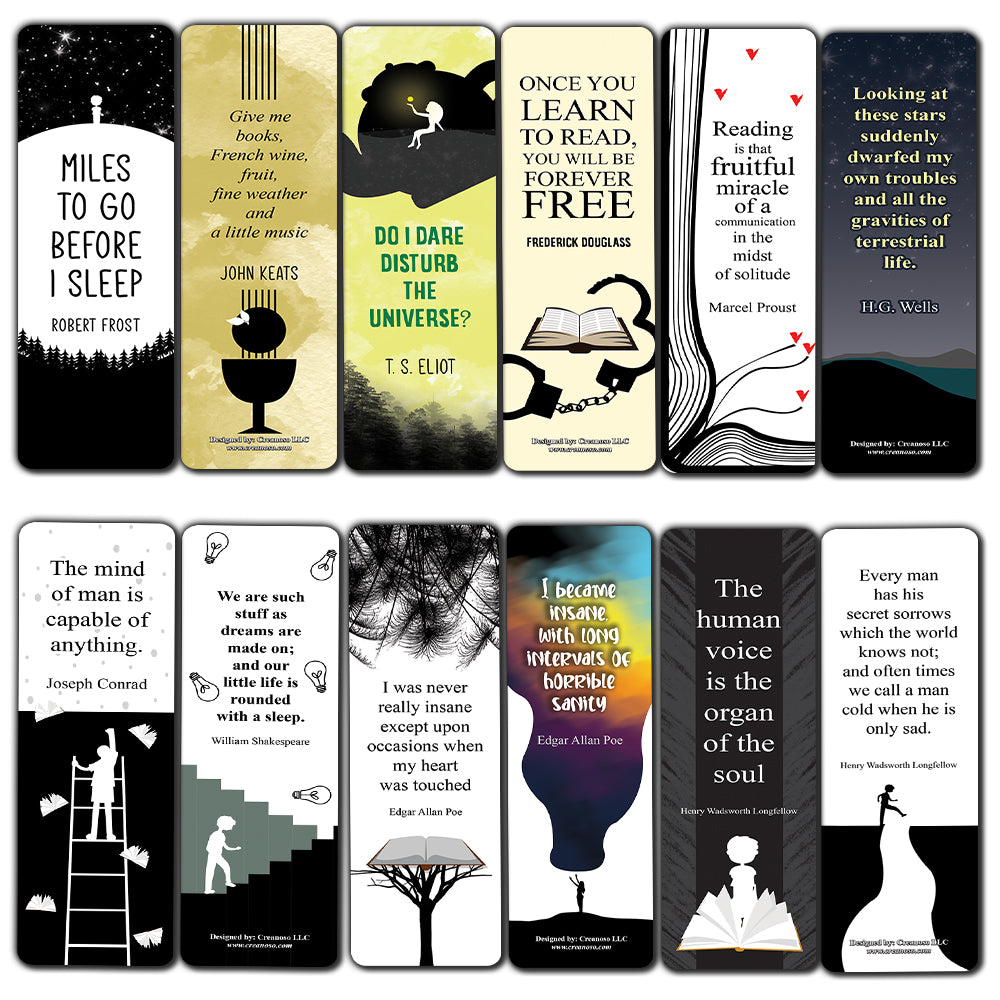 Timeless Writers Quotes Literary Bookmarks Cards (30-Pack)