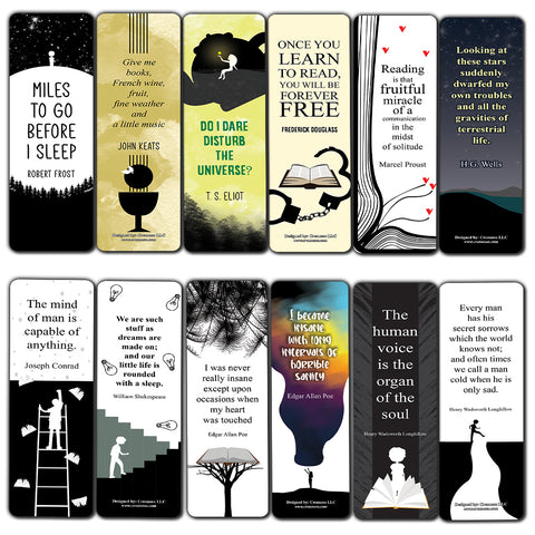 Timeless Writers Quotes Literary Bookmarks Cards (12-Pack)