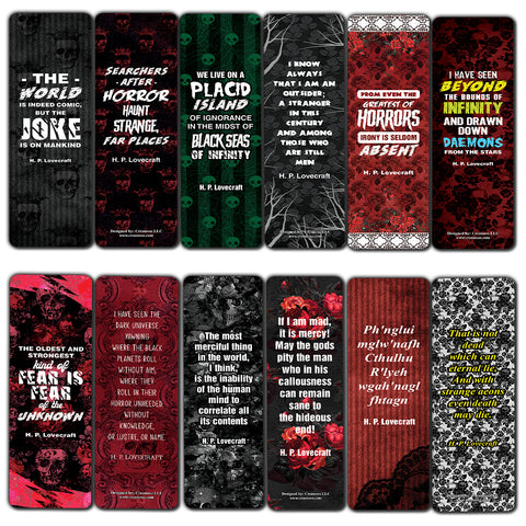 Creanoso Cthulhu H P Lovecraft Bookmark Cards (12-Pack) - Unique Teacher Stocking Stuffers Gifts for Boys, Girls, Kids, Teens, Students - Book Reading Clippers