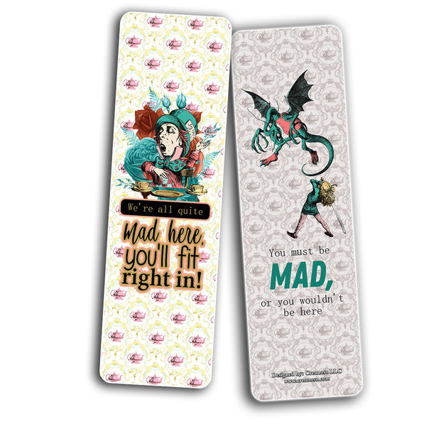 Alice in Wonderland Bookmarks Cards Series 4 (60-Pack) - Assorted Designs for Children - Classroom Reward Incentives for Students - Stocking Stuffers & Party Favors