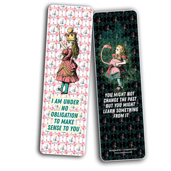Alice in Wonderland Bookmarks Cards Series 4 (12-Pack) - Premium Quality Design Perfect Gift for Bibliophiles - Stocking Stuffers Gift Ideas for Boys and Girls