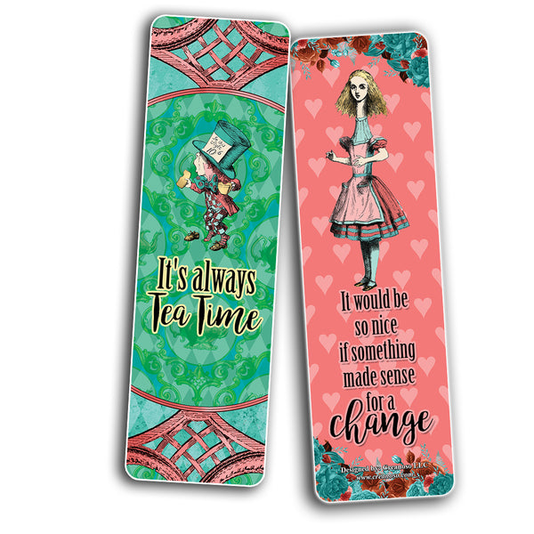 Alice in Wonderland Bookmarks Cards Series 4 (60-Pack) - Assorted Designs for Children - Classroom Reward Incentives for Students - Stocking Stuffers & Party Favors