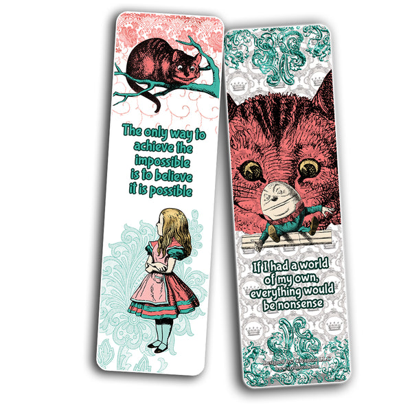 Alice in Wonderland Bookmarks Cards Series 4 (60-Pack) - Assorted Designs for Children - Classroom Reward Incentives for Students - Stocking Stuffers & Party Favors