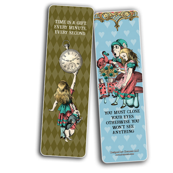 Alice in Wonderland Bookmarks Cards Series 4 (60-Pack) - Assorted Designs for Children - Classroom Reward Incentives for Students - Stocking Stuffers & Party Favors