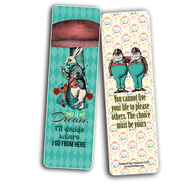 Alice in Wonderland Bookmarks Cards Series 4 (12-Pack) - Premium Quality Design Perfect Gift for Bibliophiles - Stocking Stuffers Gift Ideas for Boys and Girls