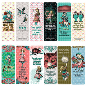 Alice in Wonderland Bookmarks Cards Series 4 (60-Pack) - Assorted Designs for Children - Classroom Reward Incentives for Students - Stocking Stuffers & Party Favors