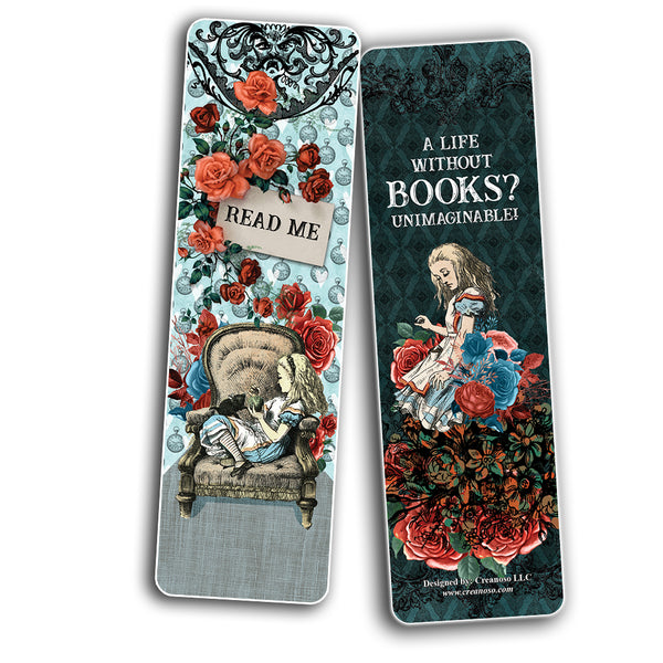 Alice in Wonderland Bookmarks for Books Cards Series 5 (12-Pack) - Perfect Gift for Bibliophiles - Stocking Stuffers Gift Ideas for Boys and Girls