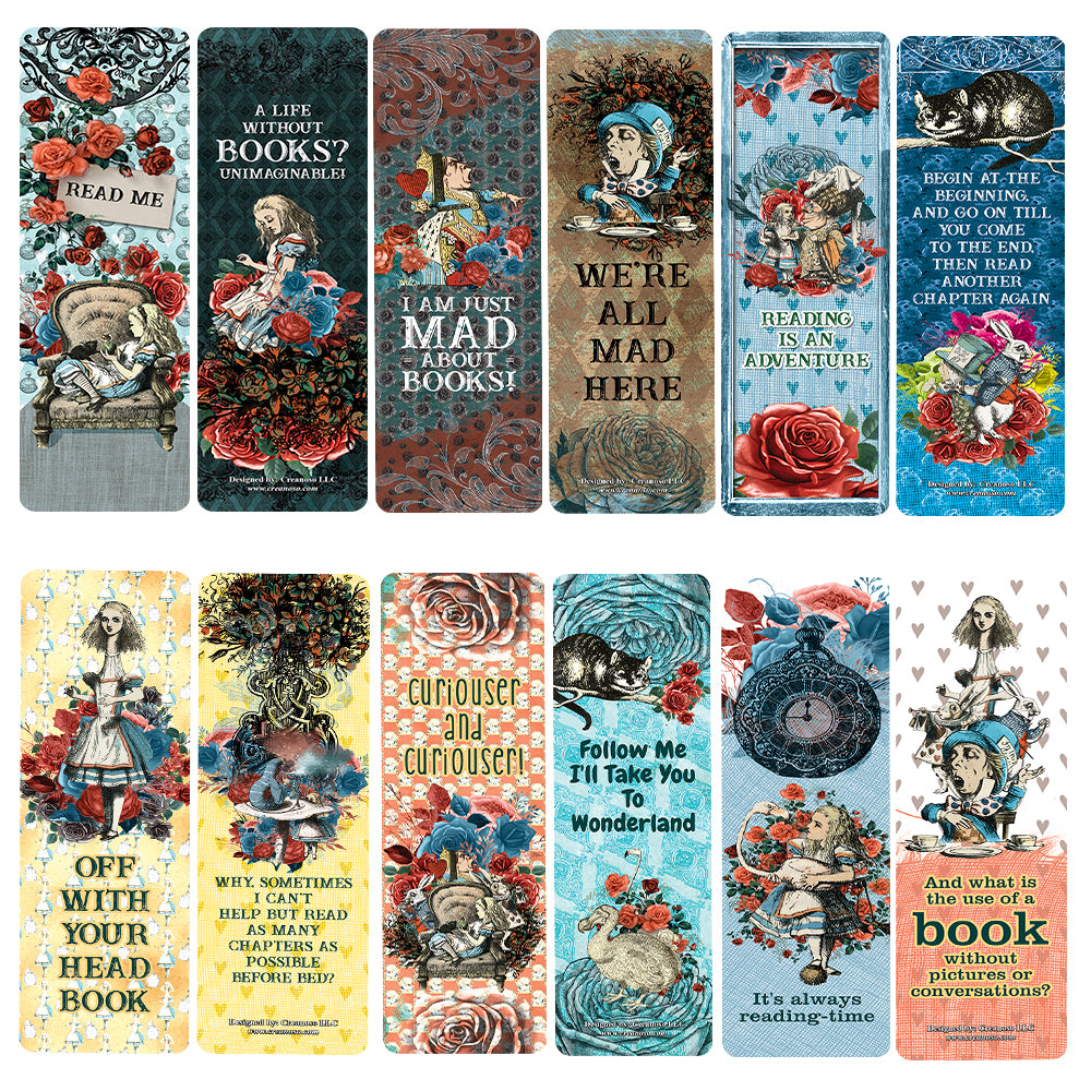 Alice in Wonderland Bookmarks for Books Cards Series 5 (30-Pack) - Stocking Stuffers Gift for Archers, Men, Women, Adults â€“ Gift Tokens Collection Set