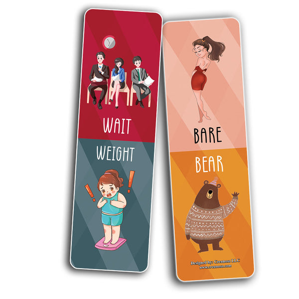 Sounds the same in English (Funny Illustration) Bookmarks (30 Pack) - Great Reading Rewards Incentives for Book Lovers & Literature Gifts for Young Readers