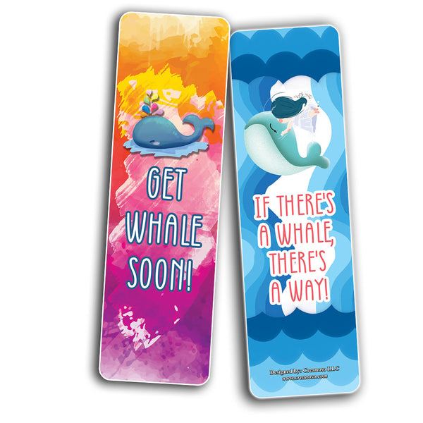 Funny Whale Puns Bookmarks (60 Pack) - Great Party Favors Card Lot Set â€“ Epic Collection Set Book Page Clippers â€“ Cool Gifts for Children, Boys, Girls