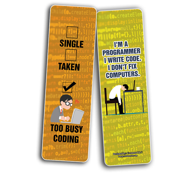 Funny CODING Program Bookmarks (2-Sets X 6 Cards)
