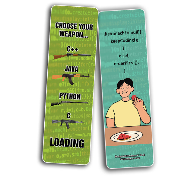 Funny CODING Program Bookmarks (2-Sets X 6 Cards)