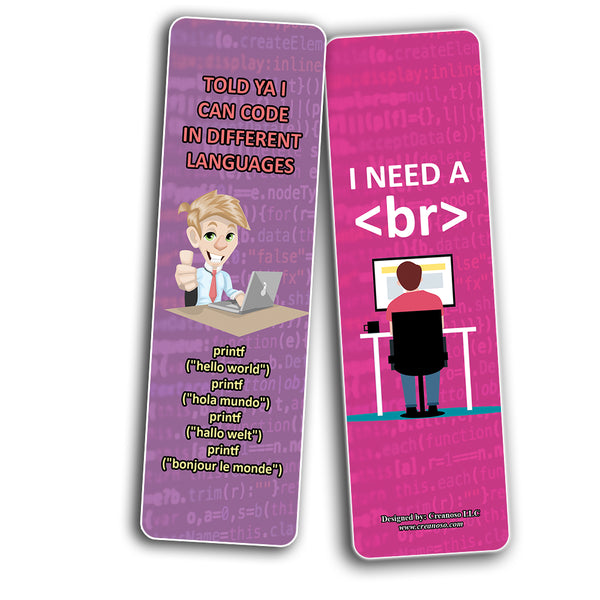 Funny CODING Program Bookmarks (2-Sets X 6 Cards)