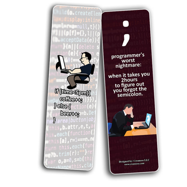 Funny CODING Program Bookmarks (2-Sets X 6 Cards)