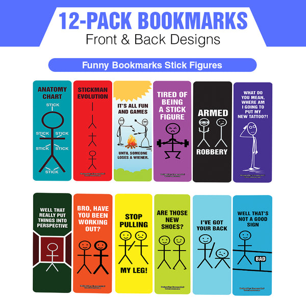 Funny Bookmarks Stick Figures (2-Sets X 6 Cards)