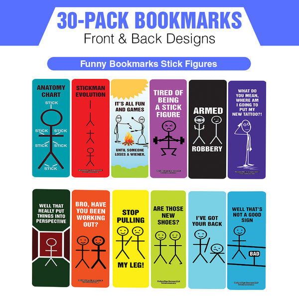 Funny Bookmarks Stick Figures (5-Sets X 6 Cards)