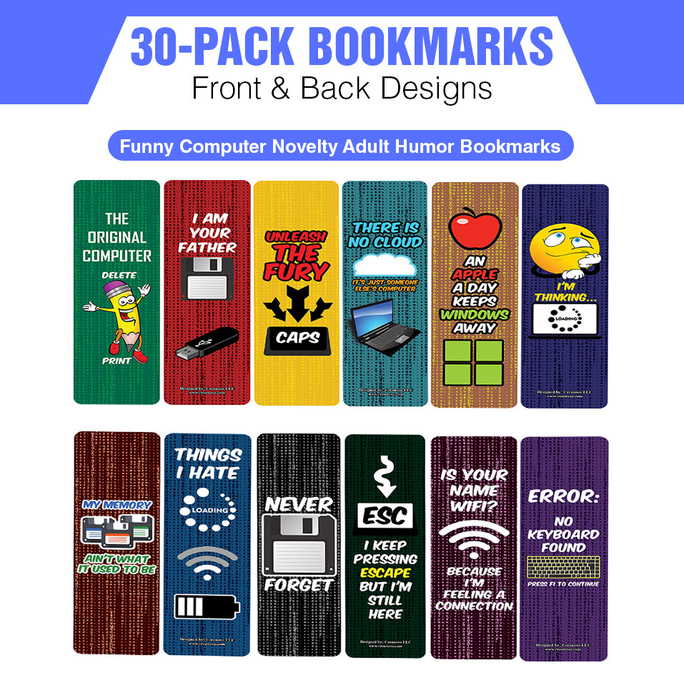 Funny Computer Novelty Adult Humor Bookmarks (5-Sets X 6 Cards) – Creanoso