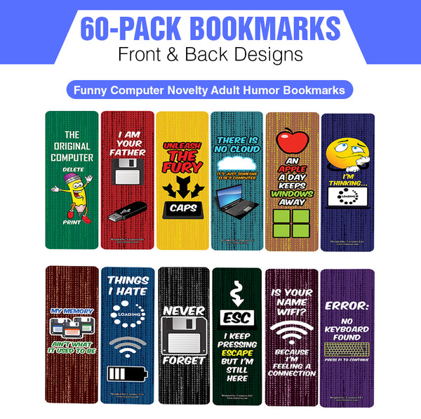 Funny Computer Novelty Adult Humor Bookmarks (10-Sets X 6 Cards)