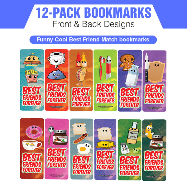 Funny Cool Best Friend Match bookmarks (2-Sets X 6 Cards)