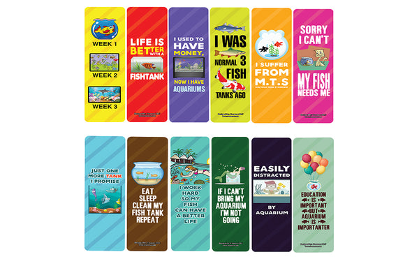 Funny Aquarium Addict Bookmarks (10-Sets X 6 Cards)