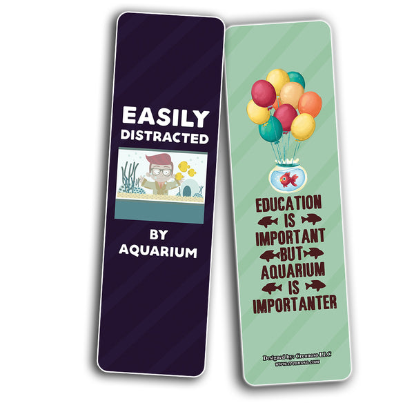 Funny Aquarium Addict Bookmarks (2-Sets X 6 Cards)