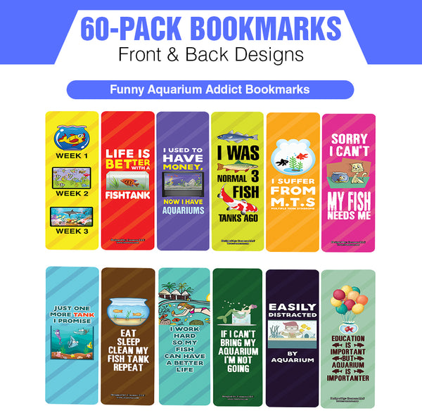 Funny Aquarium Addict Bookmarks (10-Sets X 6 Cards)