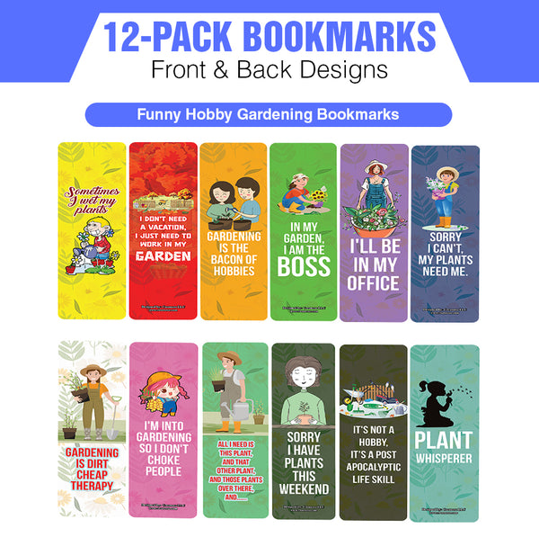 Funny Hobby Gardening Bookmarks (2-Sets X 6 Cards)
