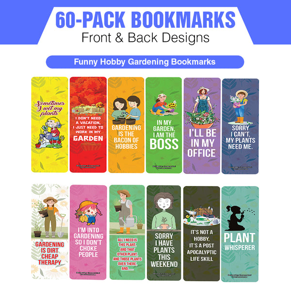 Funny Hobby Gardening Bookmarks (10-Sets X 6 Cards)