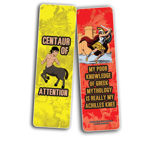 Creanoso Funny Greek Mythology Bookmarks (5-Sets X 6 Cards) â€“ Daily Inspirational Card Set â€“ Interesting Book Page Clippers â€“ Great Gifts for Adults and Professionals