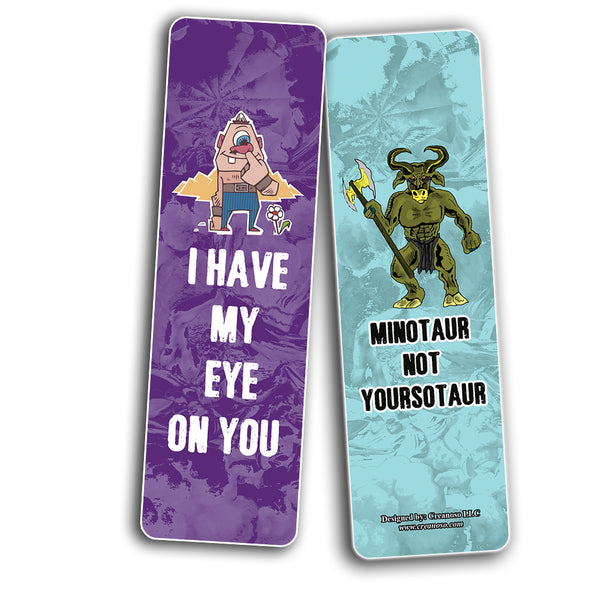 Creanoso Funny Greek Mythology Bookmarks (2-Sets X 6 Cards) â€“ Daily Inspirational Card Set â€“ Interesting Book Page Clippers â€“ Great Gifts for Adults and Professionals