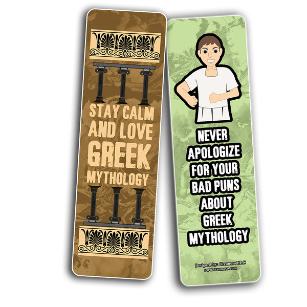 Creanoso Funny Greek Mythology Bookmarks (5-Sets X 6 Cards) â€“ Daily Inspirational Card Set â€“ Interesting Book Page Clippers â€“ Great Gifts for Adults and Professionals