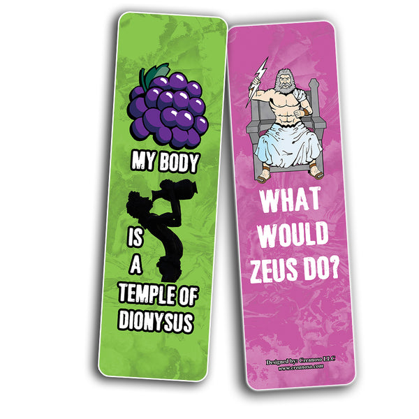 Creanoso Funny Greek Mythology Bookmarks (5-Sets X 6 Cards) â€“ Daily Inspirational Card Set â€“ Interesting Book Page Clippers â€“ Great Gifts for Adults and Professionals
