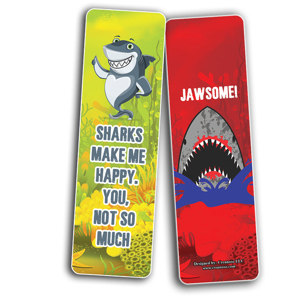 Creanoso Funny Cool Shark Bookmarks (10-Sets X 6 Cards) â€“ Daily Inspirational Card Set â€“ Interesting Book Page Clippers â€“ Great Gifts for Adults and Professionals