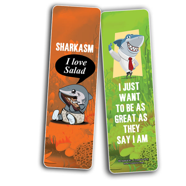 Creanoso Funny Cool Shark Bookmarks (5-Sets X 6 Cards) â€“ Daily Inspirational Card Set â€“ Interesting Book Page Clippers â€“ Great Gifts for Adults and Professionals