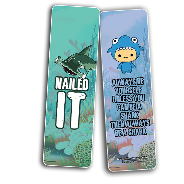 Creanoso Funny Cool Shark Bookmarks (5-Sets X 6 Cards) â€“ Daily Inspirational Card Set â€“ Interesting Book Page Clippers â€“ Great Gifts for Adults and Professionals