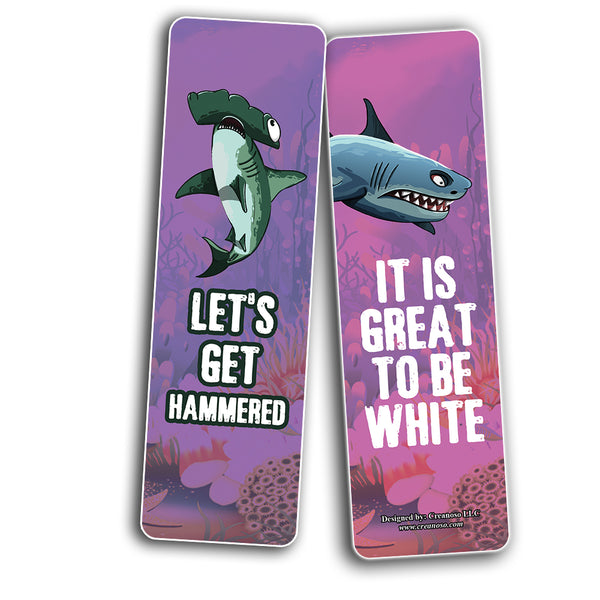 Creanoso Funny Cool Shark Bookmarks (5-Sets X 6 Cards) â€“ Daily Inspirational Card Set â€“ Interesting Book Page Clippers â€“ Great Gifts for Adults and Professionals