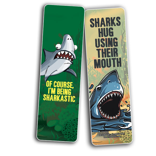 Creanoso Funny Cool Shark Bookmarks (5-Sets X 6 Cards) â€“ Daily Inspirational Card Set â€“ Interesting Book Page Clippers â€“ Great Gifts for Adults and Professionals