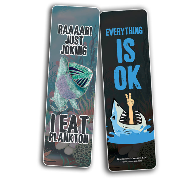 Creanoso Funny Cool Shark Bookmarks (5-Sets X 6 Cards) â€“ Daily Inspirational Card Set â€“ Interesting Book Page Clippers â€“ Great Gifts for Adults and Professionals