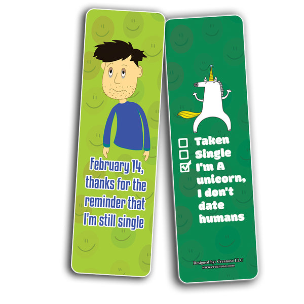 Creanoso Funny I'm Single Bookmarks (10-Sets X 6 Cards) â€“ Daily Inspirational Card Set â€“ Interesting Book Page Clippers â€“ Great Gifts for Adults and Professionals