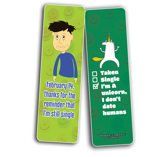 Creanoso Funny I'm Single Bookmarks (2-Sets X 6 Cards) â€“ Daily Inspirational Card Set â€“ Interesting Book Page Clippers â€“ Great Gifts for Adults and Professionals