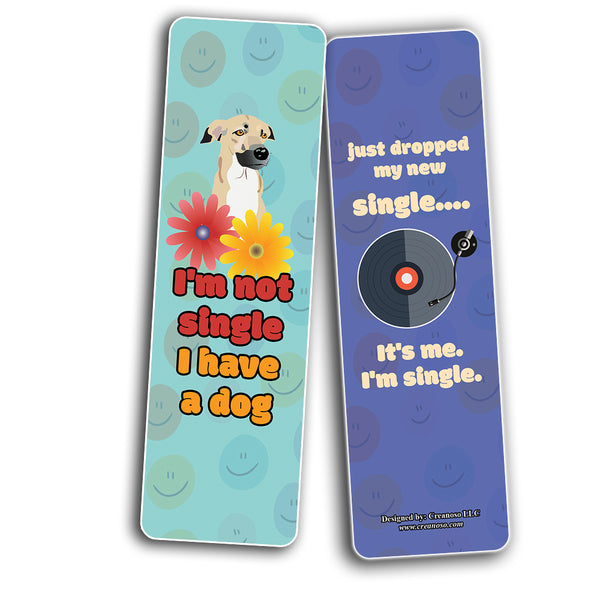Creanoso Funny I'm Single Bookmarks (2-Sets X 6 Cards) â€“ Daily Inspirational Card Set â€“ Interesting Book Page Clippers â€“ Great Gifts for Adults and Professionals