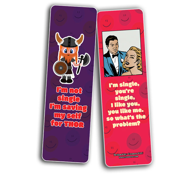 Creanoso Funny I'm Single Bookmarks (10-Sets X 6 Cards) â€“ Daily Inspirational Card Set â€“ Interesting Book Page Clippers â€“ Great Gifts for Adults and Professionals