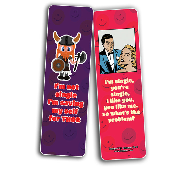 Creanoso Funny I'm Single Bookmarks (2-Sets X 6 Cards) â€“ Daily Inspirational Card Set â€“ Interesting Book Page Clippers â€“ Great Gifts for Adults and Professionals