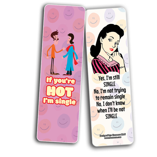 Creanoso Funny I'm Single Bookmarks (2-Sets X 6 Cards) â€“ Daily Inspirational Card Set â€“ Interesting Book Page Clippers â€“ Great Gifts for Adults and Professionals