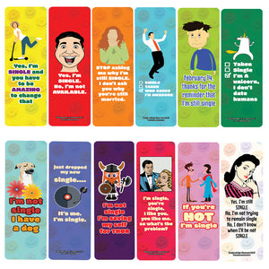 Creanoso Funny I'm Single Bookmarks (2-Sets X 6 Cards) â€“ Daily Inspirational Card Set â€“ Interesting Book Page Clippers â€“ Great Gifts for Adults and Professionals