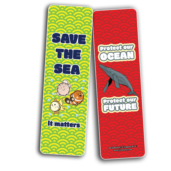 Creanoso Save The Sea - Marine Life Protection Bookmarks (5-Sets X 6 Cards) â€“ Daily Inspirational Card Set â€“ Interesting Book Page Clippers â€“ Great Gifts for Adults and Professionals