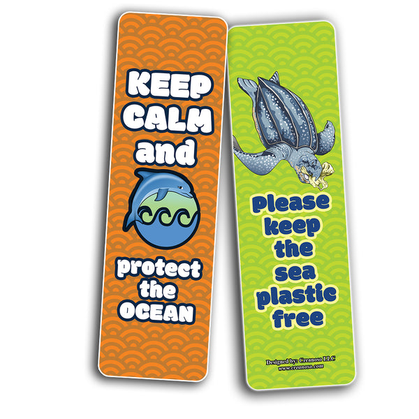 Creanoso Save The Sea - Marine Life Protection Bookmarks (5-Sets X 6 Cards) â€“ Daily Inspirational Card Set â€“ Interesting Book Page Clippers â€“ Great Gifts for Adults and Professionals