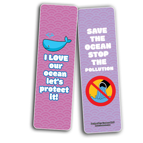 Creanoso Save The Sea - Marine Life Protection Bookmarks (5-Sets X 6 Cards) â€“ Daily Inspirational Card Set â€“ Interesting Book Page Clippers â€“ Great Gifts for Adults and Professionals