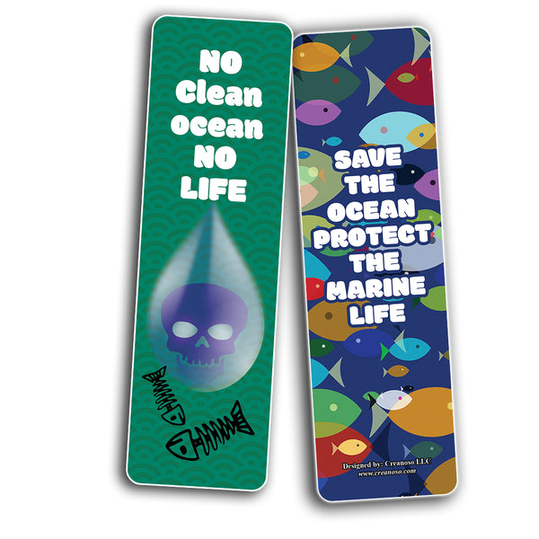 Creanoso Save The Sea - Marine Life Protection Bookmarks (5-Sets X 6 Cards) â€“ Daily Inspirational Card Set â€“ Interesting Book Page Clippers â€“ Great Gifts for Adults and Professionals