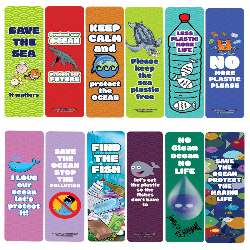 Creanoso Save The Sea - Marine Life Protection Bookmarks (5-Sets X 6 Cards) â€“ Daily Inspirational Card Set â€“ Interesting Book Page Clippers â€“ Great Gifts for Adults and Professionals